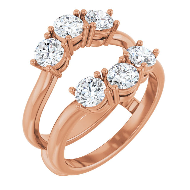 14K Gold Round Lab-Grown Diamond Ring Guard - 1 1/2-2 CTW - Rose Gold