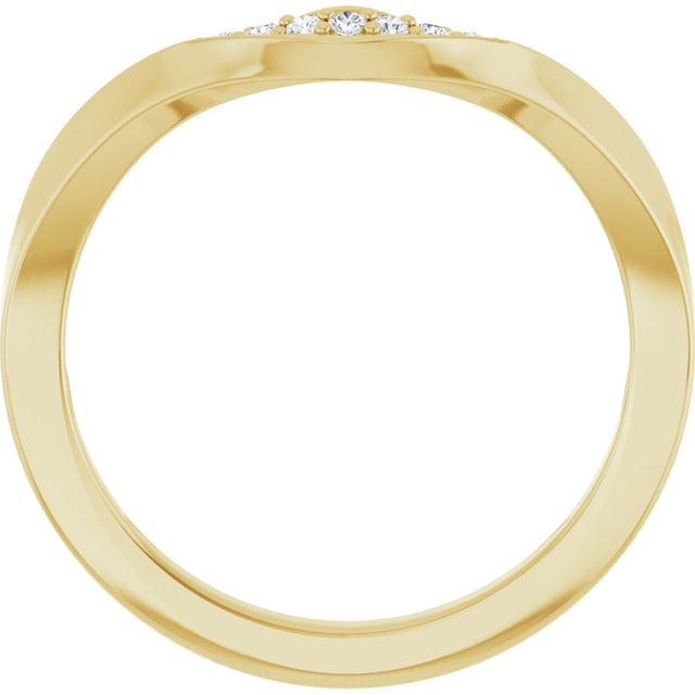 14K Gold Round Lab-Grown Diamond Contour Band - 1/8 CTW - Yellow Gold - view 2