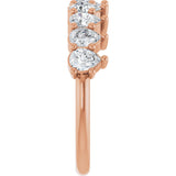 14K Gold Pear Natural Diamond Anniversary Band - 3/4-1 1/4 CTW - Rose Gold - view 4