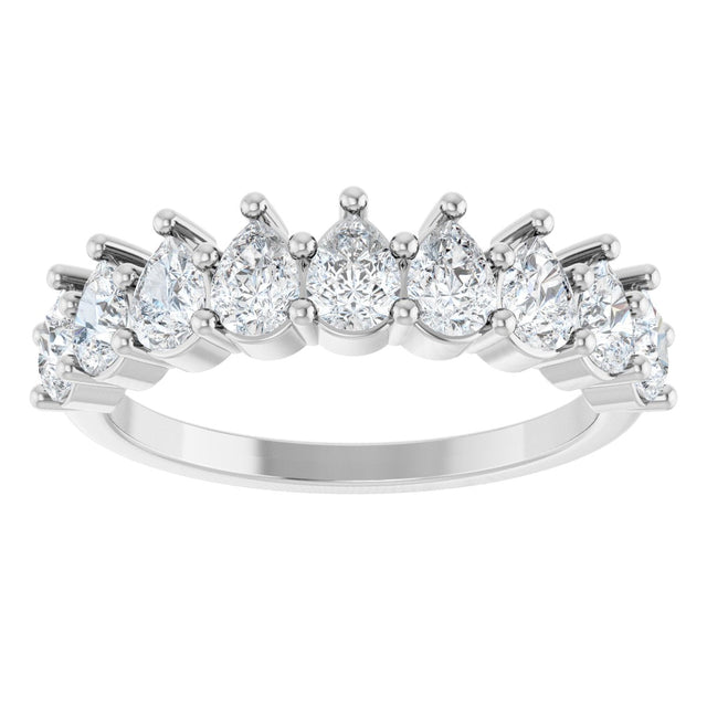14K Gold Pear Lab-Grown Diamond Anniversary Band - 3/4-1 1/4 CTW - White Gold - view 3