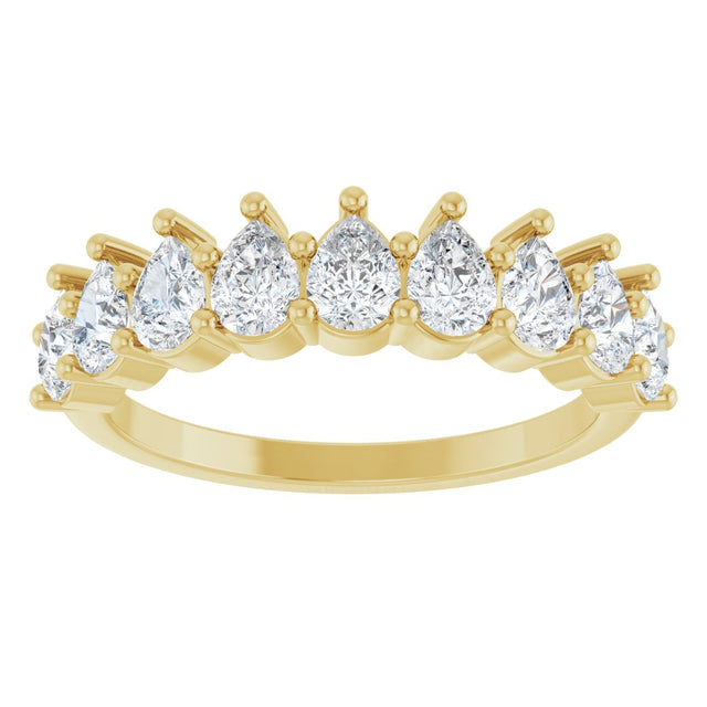 14K Gold Pear Lab-Grown Diamond Anniversary Band - 3/4-1 1/4 CTW - Yellow Gold - view 3