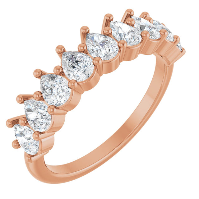14K Gold Pear Natural Diamond Anniversary Band - 3/4-1 1/4 CTW - Rose Gold