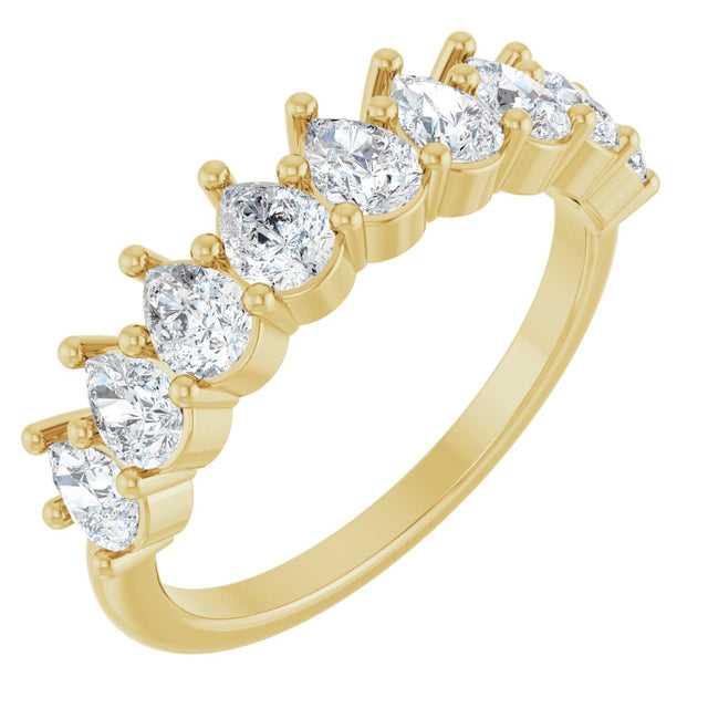 14K Gold Pear Lab-Grown Diamond Anniversary Band - 3/4-1 1/4 CTW - Yellow Gold