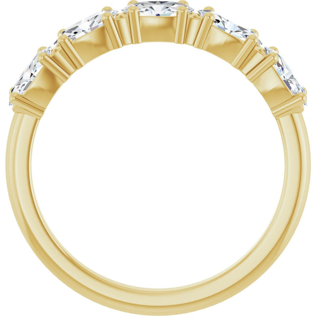 14K Gold Oval Natural Diamond Five-Stone Anniversary Band - 5x3mm Stones - Yellow Gold - view 7