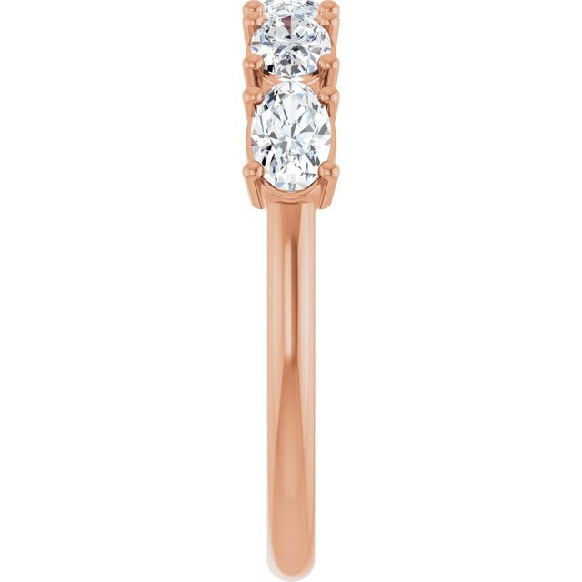 14K Gold Oval Lab-Grown Diamond Five-Stone Anniversary Band - 5x3mm Stones - Rose Gold - view 9