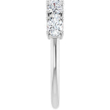 14K Gold Oval Natural Diamond Five-Stone Anniversary Band - 5x3mm Stones - White Gold - view 9