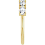 14K Gold Oval Natural Diamond Five-Stone Anniversary Band - 5x3mm Stones - Yellow Gold - view 9
