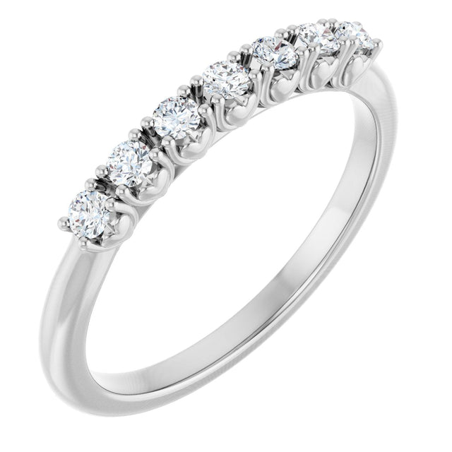 Platinum Round Lab-Grown Diamond Seven-Stone Hidden Heart Anniversary Band - 1/5-5/8 CTW