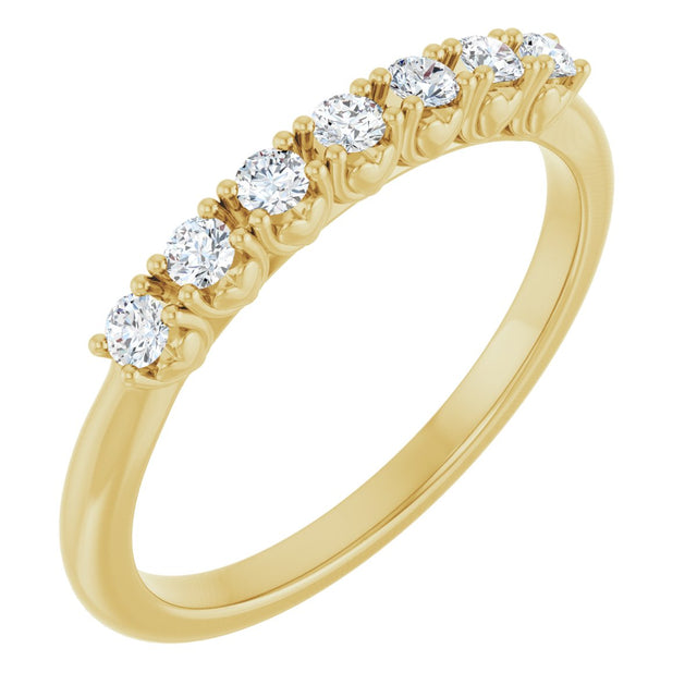 14K Gold Round Lab-Grown Diamond Seven-Stone Hidden Heart Anniversary Band - 1/5-5/8 CTW - Yellow Gold
