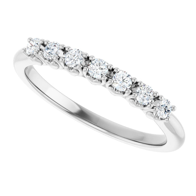 14K Gold Round Natural Diamond Seven-Stone Hidden Heart Anniversary Band - 1/5-5/8 CTW - White Gold - view 5