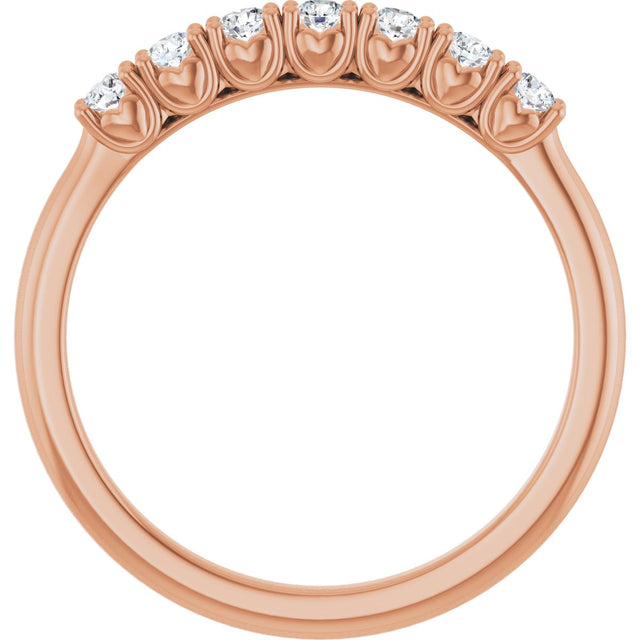 14K Gold Round Lab-Grown Diamond Seven-Stone Hidden Heart Anniversary Band - 1/5-5/8 CTW - Rose Gold - view 2