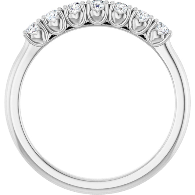 14K Gold Round Natural Diamond Seven-Stone Hidden Heart Anniversary Band - 1/5-5/8 CTW - White Gold - view 2
