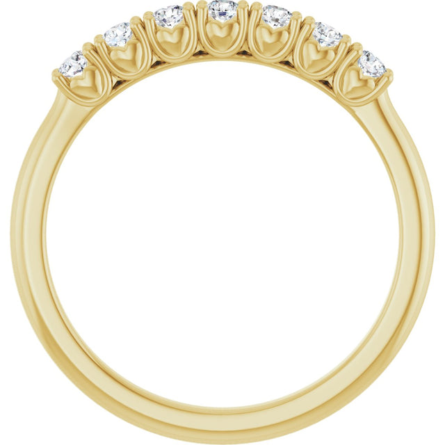 14K Gold Round Lab-Grown Diamond Seven-Stone Hidden Heart Anniversary Band - 1/5-5/8 CTW - Yellow Gold - view 2