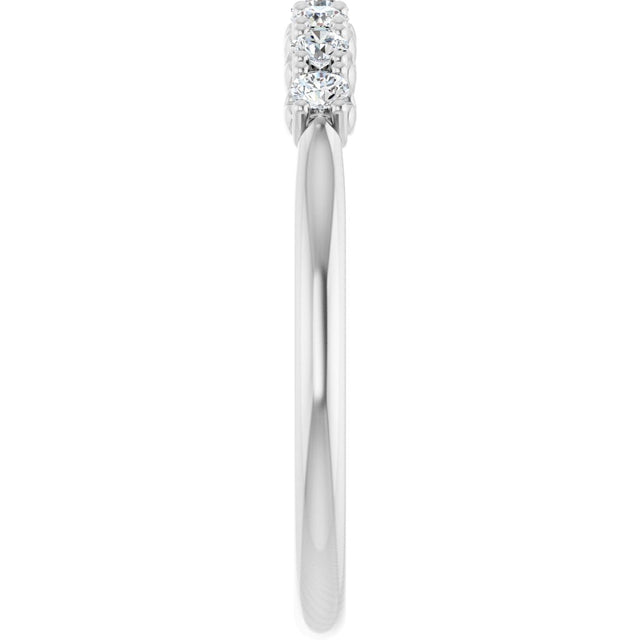 14K Gold Round Lab-Grown Diamond Seven-Stone Hidden Heart Anniversary Band - 1/5-5/8 CTW - White Gold - view 4