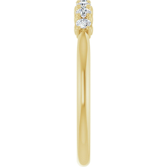 14K Gold Round Natural Diamond Seven-Stone Hidden Heart Anniversary Band - 1/5-5/8 CTW - Yellow Gold - view 4