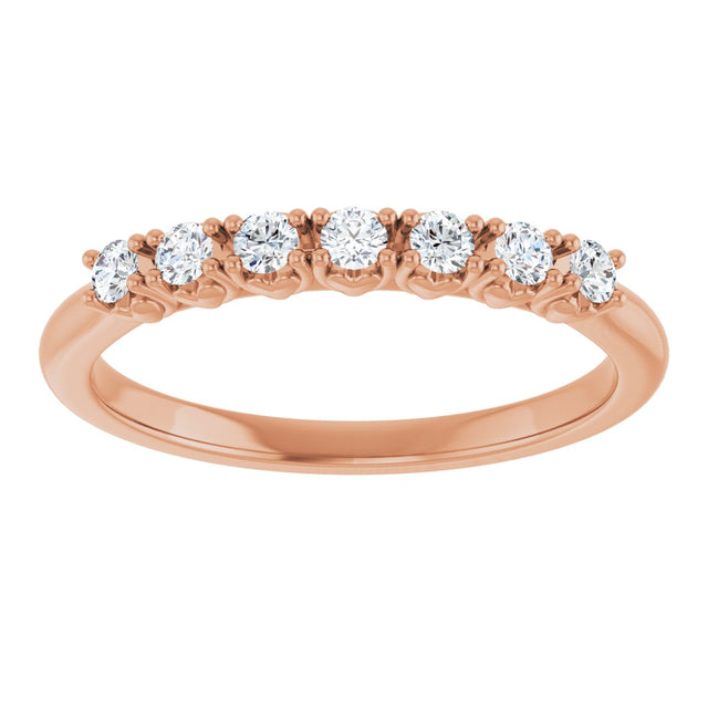 14K Gold Round Lab-Grown Diamond Seven-Stone Hidden Heart Anniversary Band - 1/5-5/8 CTW - Rose Gold - view 3