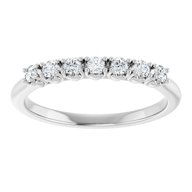 14K Gold Round Lab-Grown Diamond Seven-Stone Hidden Heart Anniversary Band - 1/5-5/8 CTW - White Gold - view 3