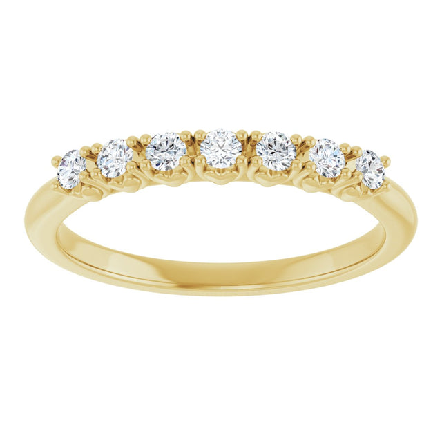 14K Gold Round Natural Diamond Seven-Stone Hidden Heart Anniversary Band - 1/5-5/8 CTW - Yellow Gold - view 3