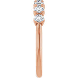 14K Gold Round Natural Diamond Seven-Stone Hidden Heart Anniversary Band - 1/5-5/8 CTW - Rose Gold - view 4