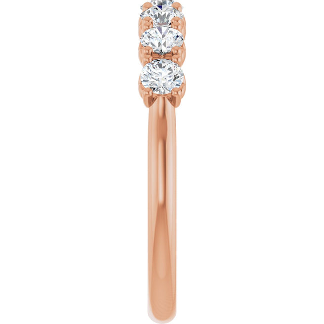 14K Gold Round Lab-Grown Diamond Seven-Stone Hidden Heart Anniversary Band - 1/5-5/8 CTW - Rose Gold - view 4