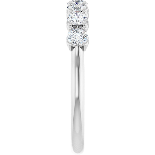 14K Gold Round Lab-Grown Diamond Seven-Stone Hidden Heart Anniversary Band - 1/5-5/8 CTW - White Gold - view 4