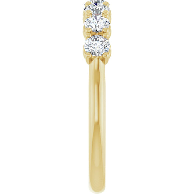 14K Gold Round Lab-Grown Diamond Seven-Stone Hidden Heart Anniversary Band - 1/5-5/8 CTW - Yellow Gold - view 4