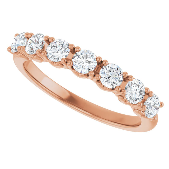14K Gold Round Lab-Grown Diamond Seven-Stone Hidden Heart Anniversary Band - 1/5-5/8 CTW - Rose Gold - view 5