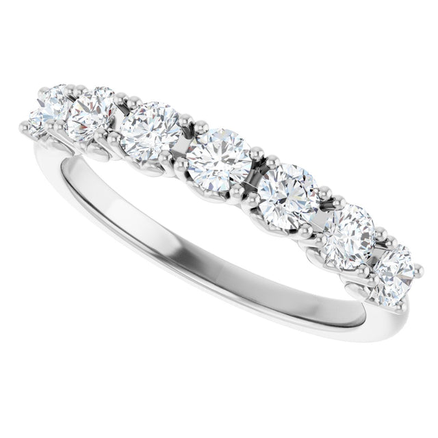 14K Gold Round Lab-Grown Diamond Seven-Stone Hidden Heart Anniversary Band - 1/5-5/8 CTW - White Gold - view 5