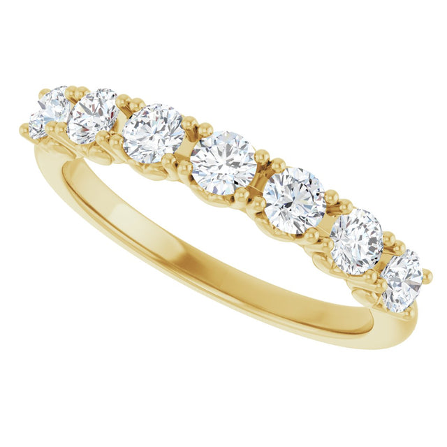 14K Gold Round Lab-Grown Diamond Seven-Stone Hidden Heart Anniversary Band - 1/5-5/8 CTW - Yellow Gold - view 5
