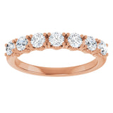 14K Gold Round Lab-Grown Diamond Seven-Stone Hidden Heart Anniversary Band - 1/5-5/8 CTW - Rose Gold - view 3