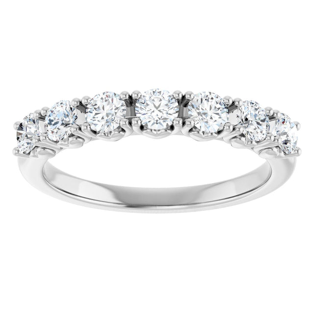 14K Gold Round Lab-Grown Diamond Seven-Stone Hidden Heart Anniversary Band - 1/5-5/8 CTW - White Gold - view 3