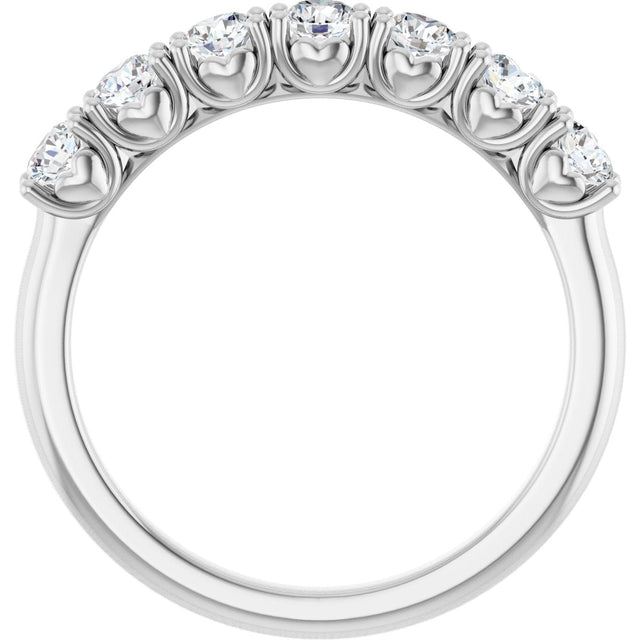 Platinum Round Natural Diamond Seven-Stone Hidden Heart Anniversary Band - 1/5-5/8 CTW - view 2