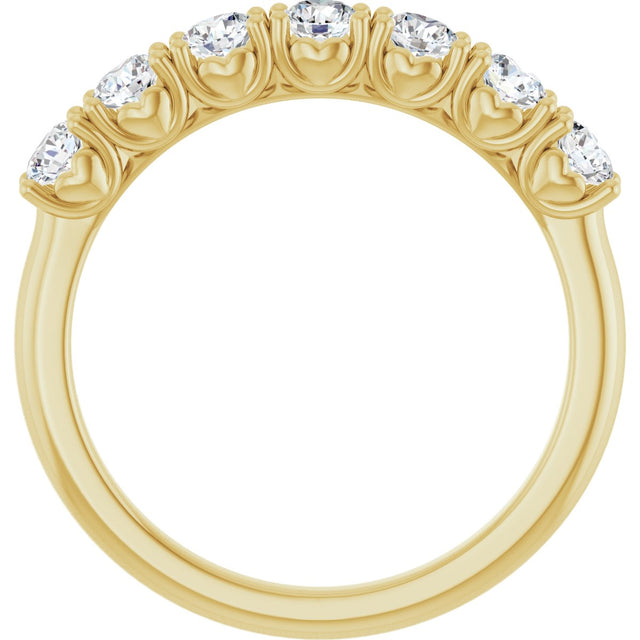 14K Gold Round Lab-Grown Diamond Seven-Stone Hidden Heart Anniversary Band - 1/5-5/8 CTW - Yellow Gold - view 2