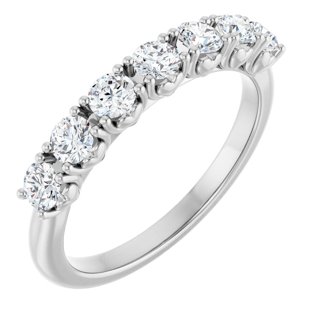 Platinum Round Natural Diamond Seven-Stone Hidden Heart Anniversary Band - 1/5-5/8 CTW