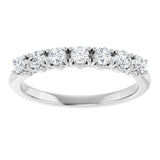 14K Gold Round Natural Diamond Seven-Stone Hidden Heart Anniversary Band - 1/5-5/8 CTW - White Gold - view 3