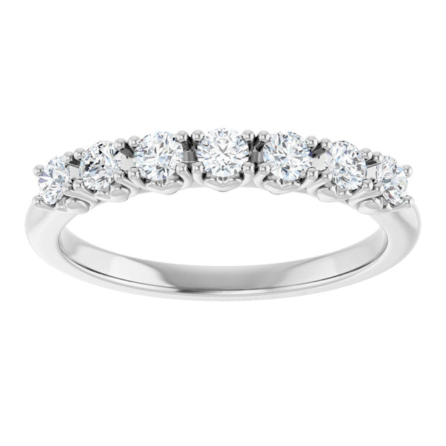 14K Gold Round Lab-Grown Diamond Seven-Stone Hidden Heart Anniversary Band - 1/5-5/8 CTW - White Gold - view 3