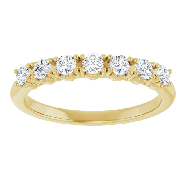 14K Gold Round Natural Diamond Seven-Stone Hidden Heart Anniversary Band - 1/5-5/8 CTW - Yellow Gold - view 3