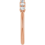 14K Gold Round Natural Diamond Seven-Stone Hidden Heart Anniversary Band - 1/5-5/8 CTW - Rose Gold - view 4