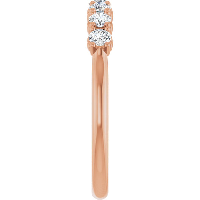 14K Gold Round Natural Diamond Seven-Stone Hidden Heart Anniversary Band - 1/5-5/8 CTW - Rose Gold - view 4