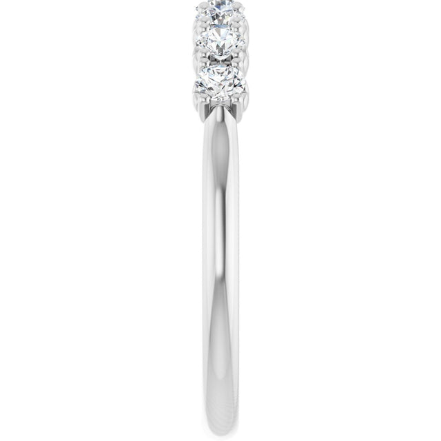 14K Gold Round Lab-Grown Diamond Seven-Stone Hidden Heart Anniversary Band - 1/5-5/8 CTW - White Gold - view 4