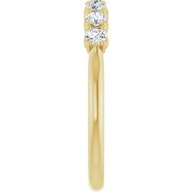 14K Gold Round Natural Diamond Seven-Stone Hidden Heart Anniversary Band - 1/5-5/8 CTW - Yellow Gold - view 4