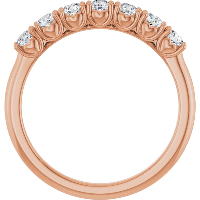 14K Gold Round Natural Diamond Seven-Stone Hidden Heart Anniversary Band - 1/5-5/8 CTW - Rose Gold - view 2