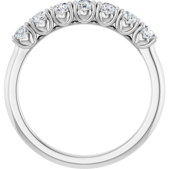 Platinum Round Lab-Grown Diamond Seven-Stone Hidden Heart Anniversary Band - 1/5-5/8 CTW - view 2