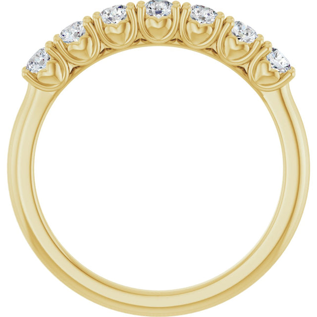 14K Gold Round Natural Diamond Seven-Stone Hidden Heart Anniversary Band - 1/5-5/8 CTW - Yellow Gold - view 2