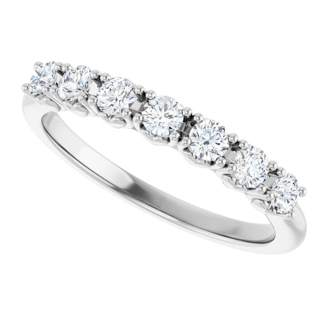 14K Gold Round Natural Diamond Seven-Stone Hidden Heart Anniversary Band - 1/5-5/8 CTW - White Gold - view 5
