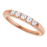 14K Gold Round Lab-Grown Diamond Five-Stone Anniversary Band - 1/6-1/2 CTW (Style 127347) - Rose Gold - view 5