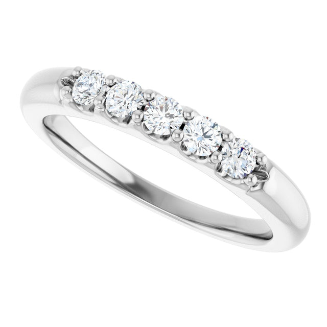 14K Gold Round Natural Diamond Five-Stone Anniversary Band - 1/6-1/2 CTW (Style 127347) - White Gold - view 5