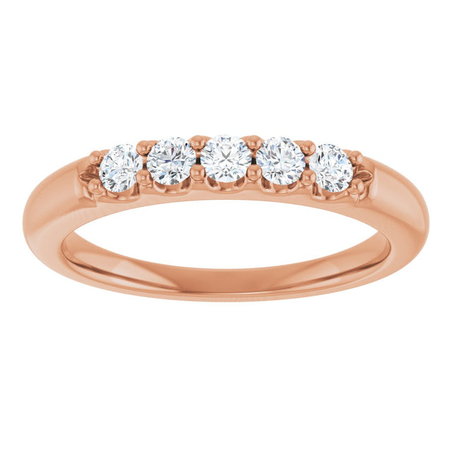 14K Gold Round Lab-Grown Diamond Five-Stone Anniversary Band - 1/6-1/2 CTW (Style 127347) - Rose Gold - view 3