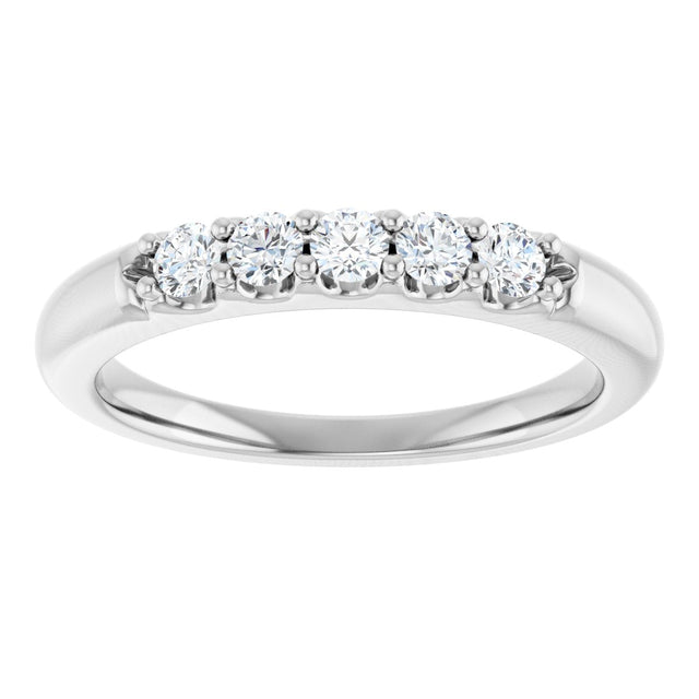 Platinum Round Natural Diamond Five-Stone Anniversary Band - 1/6-1/2 CTW (Style 127347) - view 3
