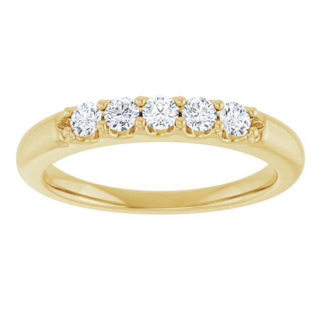 14K Gold Round Natural Diamond Five-Stone Anniversary Band - 1/6-1/2 CTW (Style 127347) - Yellow Gold - view 3